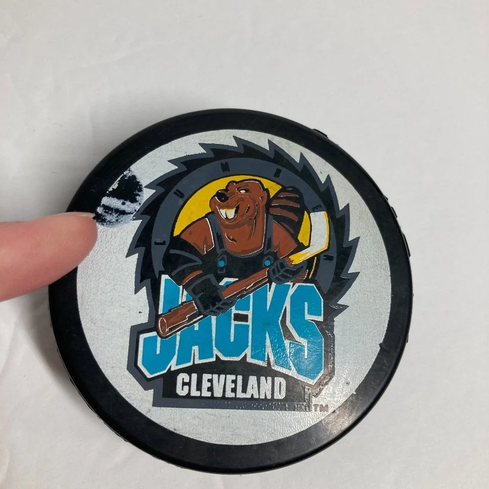 Vtg‎ Cleveland Lumber Jacks IHL Hockey Puck  Black Made in Slovakia Flaw